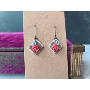 Polymer Clay Floral Dangling Pierced Earrings New